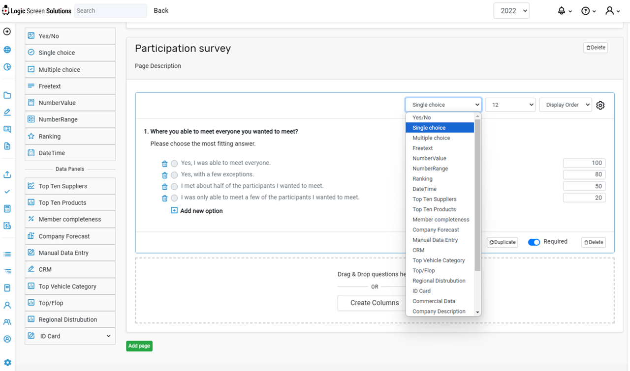 IMS · QUESTIONNAIRE BUILDER